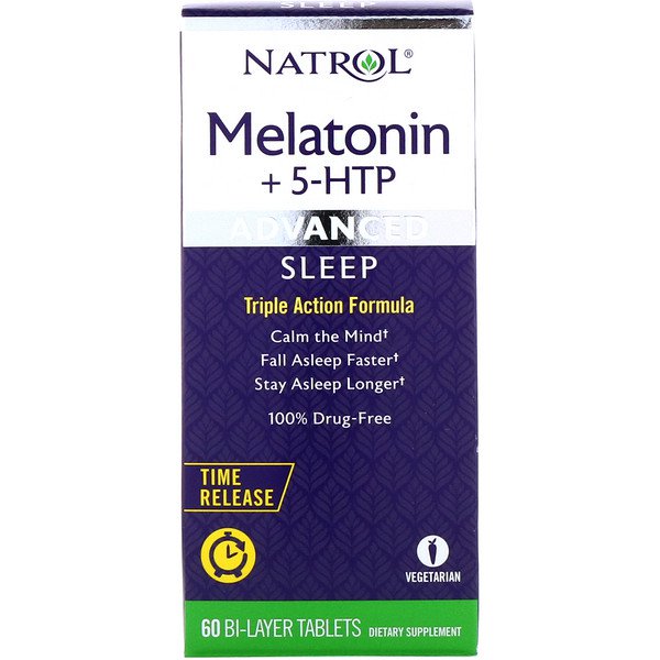 Natrol, Melatonin + 5-HTP, 60 Bi-Layer Tablets