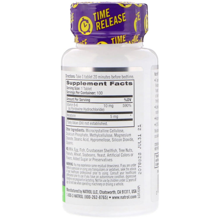 Natrol Melatonin Time Release Extra Strength 5mg 100 Tablets