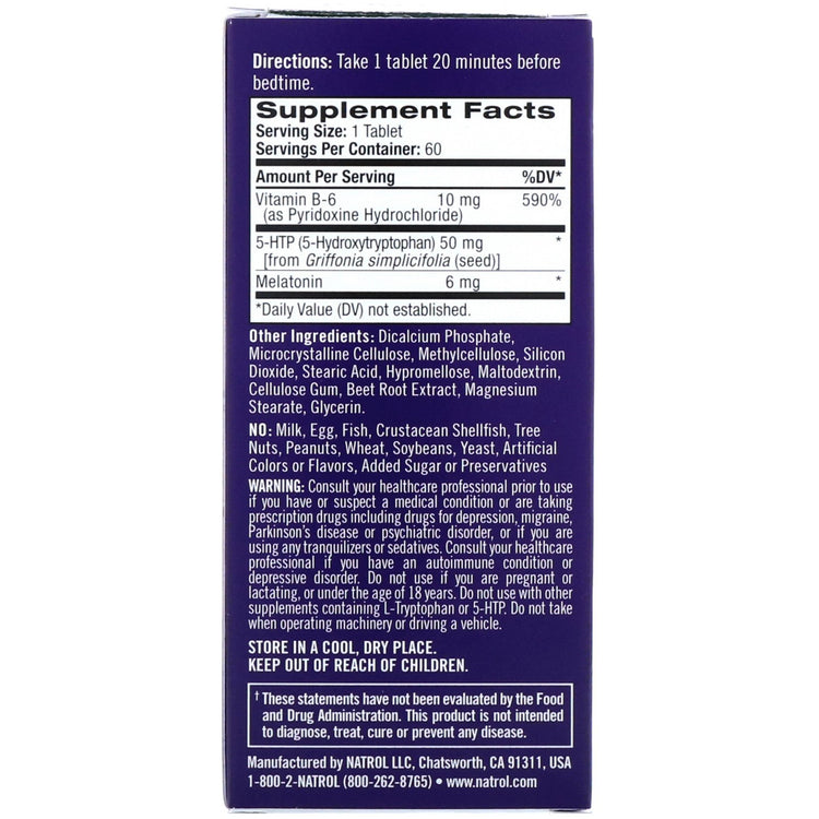 Natrol Melatonin + 5-HTP 60 Bi-Layer Tablets